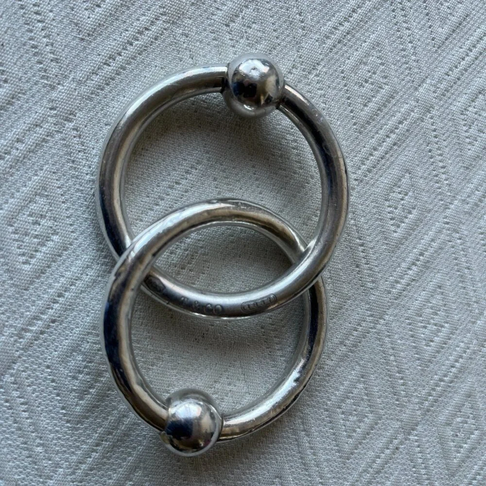 Tiffany & Co. 1837 Double Circle Baby Rattle Sterling Silver 925 teething ring